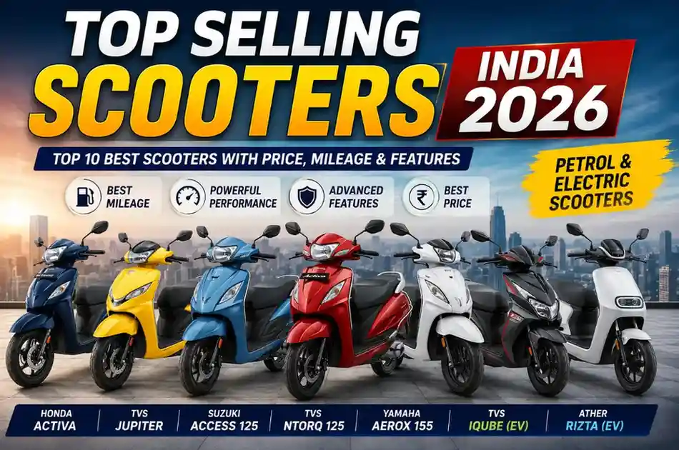 Top selling scooters in India 2026 with price and mileage